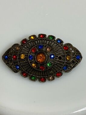 Vintage 1930’s Little Nemo Brooch Rhinestone Multicolor Delicate Pot Metal